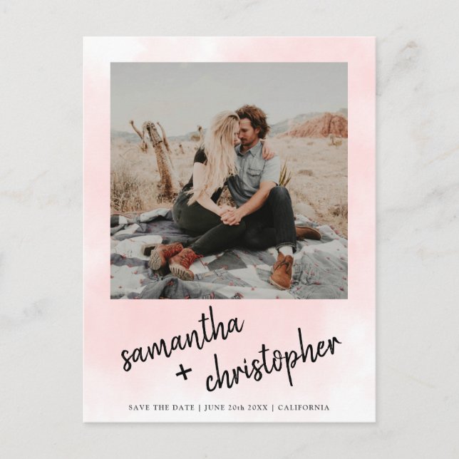 Namnen Spara datum typografi rosa foto Meddelande Vykort (Framsida)