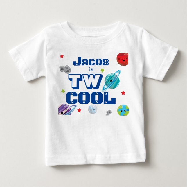 Namnet är Two Cool Space Planets stjärnor födelsed T Shirt (Framsida)