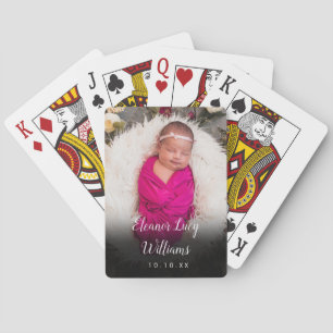 Namnet på bebisfoto och födelsedagsmeddelande casinokort