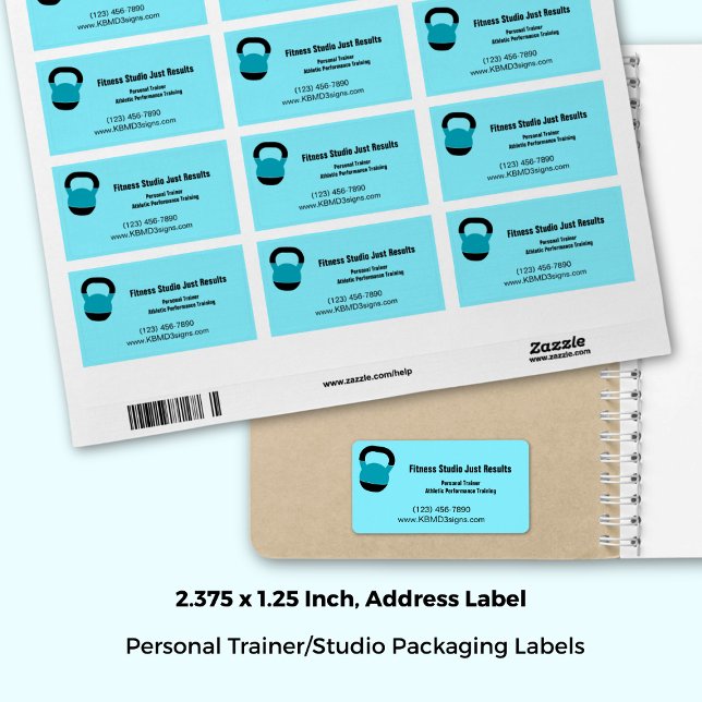 Namnet på fitnessstudio Expertis Kettlebell Adress Adressetikett (2.375x1.25 Inch, Fitness Studio Name Expertise Kettlebell Address Label)