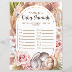 Namnge de små djuren Baby Shower Lek