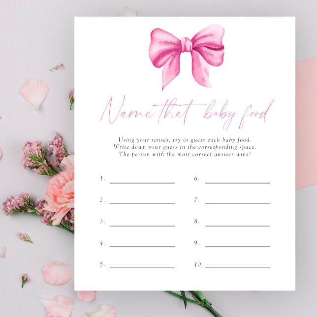 Namnge den baby mat shower spel - rosa bow tema (Skapare uppladdad)