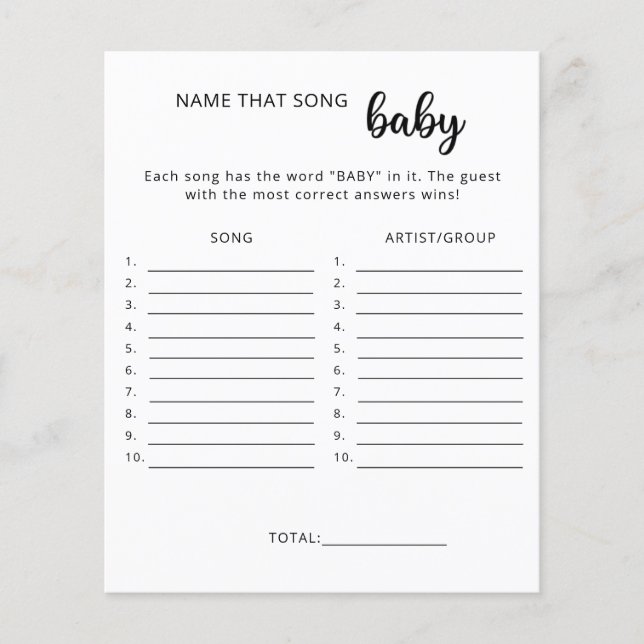 Namnge den låten baby shower-lek (Framsida)