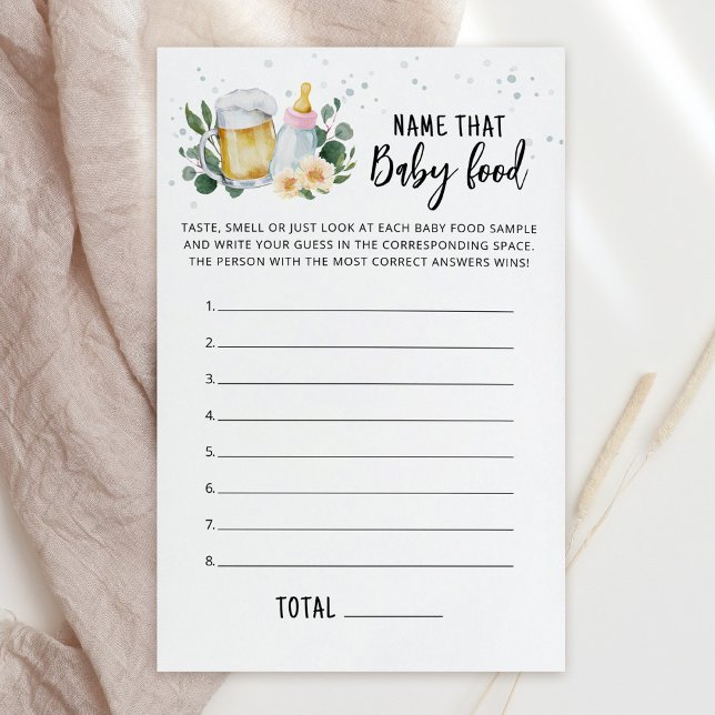 Namnge det där barnmatspelet Bebisen brygger Rosa  (Greenery and Beer Baby Brewing Baby Shower Name That baby food Game)