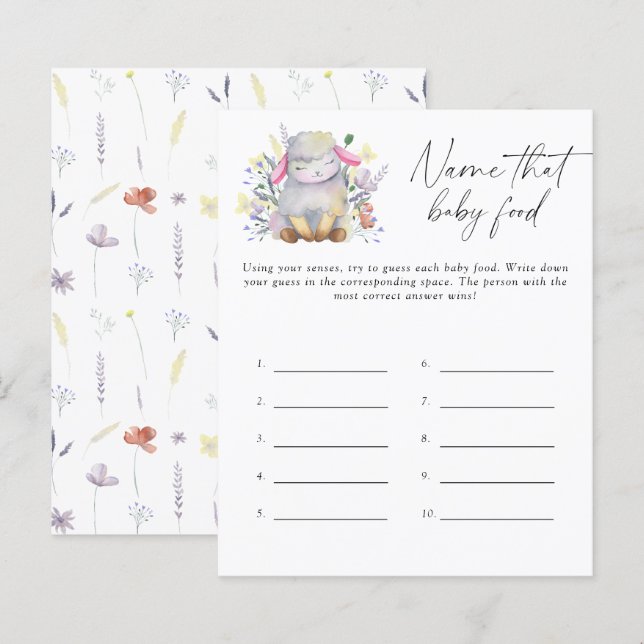 Namnge det där barnmatsspel för baby shower - Baby (Fram/baksida)