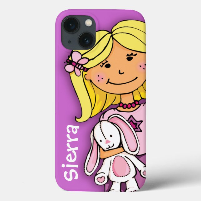 Namnge liten flicka blond gullig rosa lila  (Baksida)