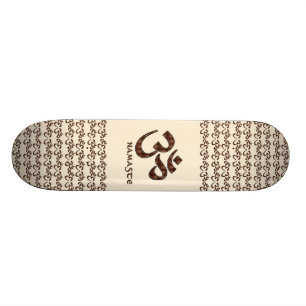 Namnge med Om symbol Brown och Cream Skateboard Bräda 19,5 Cm