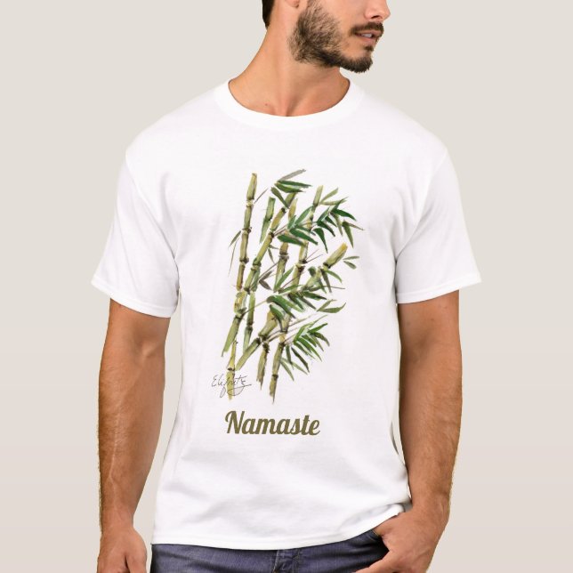 Namnge text Bamboo Respektive Hälsning-färg T Shirt (Framsida)