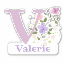 Namnge Valerie med bokstaven V-klistermärke utskär
