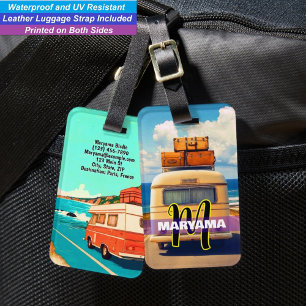 Namnge Världsresenär Bil Anpassad Monogram Initi Bagagebricka