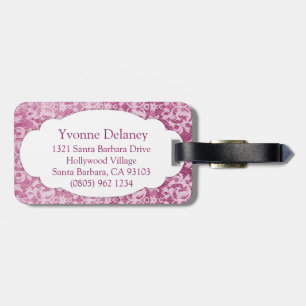 Namngiven bagagetod för damask denim plum bagagebricka