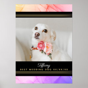 Namngiven Bästa Bröllopshund Foto Mall Rosa Lila Poster