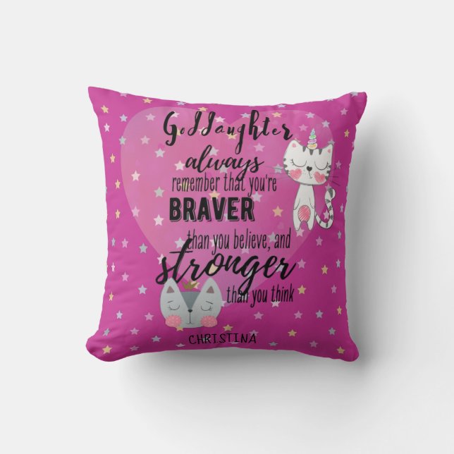 Namngiven GODDAUGHTER Motivational Quote Cute Cat  Kudde (Framsida)