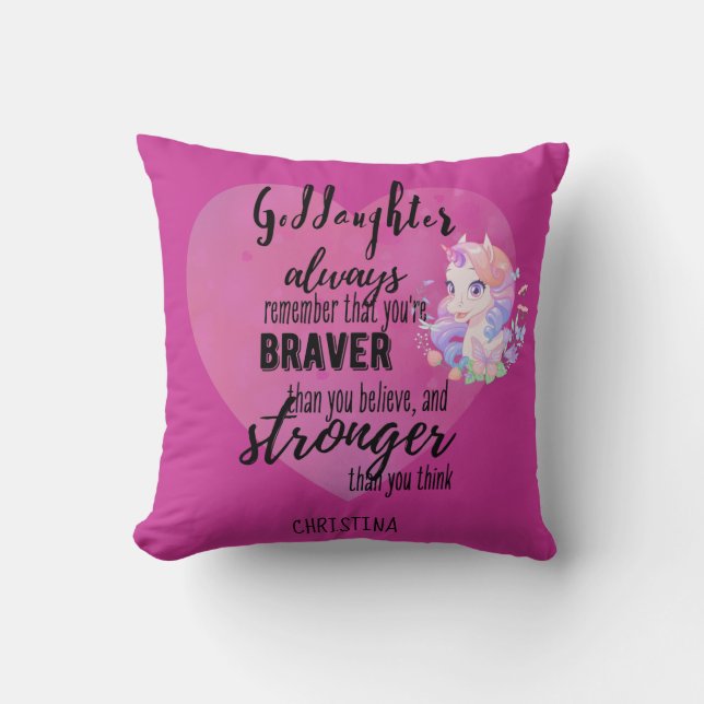 Namngiven GODDAUGHTER Motivational Quote Unicorn R Kudde (Framsida)