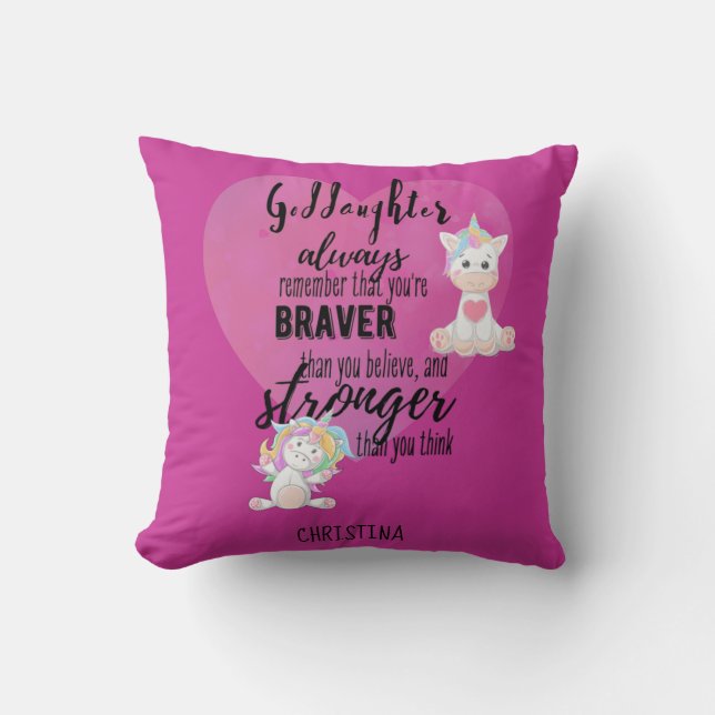 Namngiven GODDAUGHTER Motivational Quote Unicorn R Kudde (Framsida)
