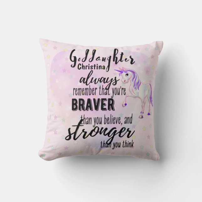 Namngiven GODDAUGHTER Motivational Quote Unicorn R Kudde (Framsida)