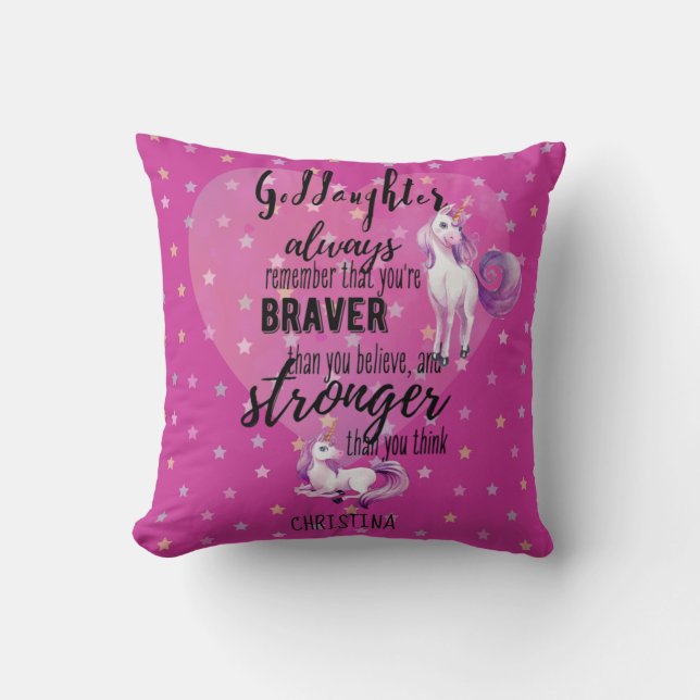 Namngiven GODDAUGHTER Motivational Quote Unicorn R Kudde (Framsida)