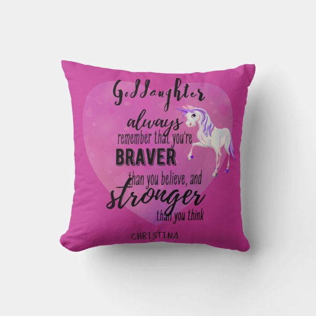 Namngiven GODDAUGHTER Motivational Quote Unicorn R Kudde (Framsida)