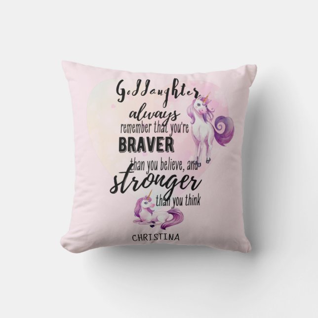 Namngiven GODDAUGHTER Motivational Quote Unicorn R Kudde (Framsida)