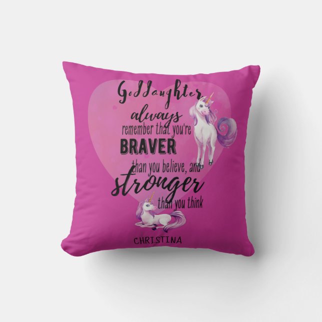 Namngiven GODDAUGHTER Motivational Quote Unicorn R Kudde (Framsida)