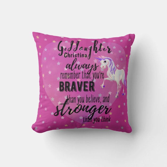 Namngiven GODDAUGHTER Motivational Quote Unicorn R Kudde (Framsida)