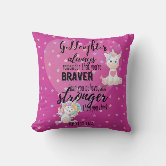 Namngiven GODDAUGHTER Motivational Quote Unicorn R Kudde (Framsida)