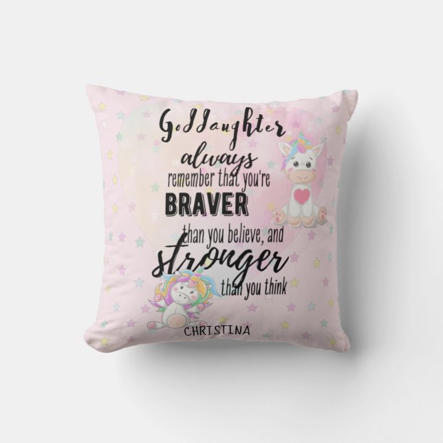 Namngiven GODDAUGHTER Motivational Quote Unicorn R Kudde (Framsida)