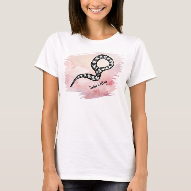 Namngiven I Bita Timber Rattle Snake on Rosa T Shirt (Framsida)
