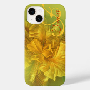 Namngiven iris blommigt gult art fodral