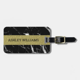 Namngiven marmor av guld och svart marmor bagagebricka