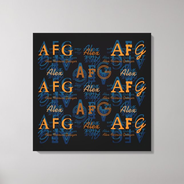 Namngiven . monogram. typografi mönster i namn canvastryck (Framsida)