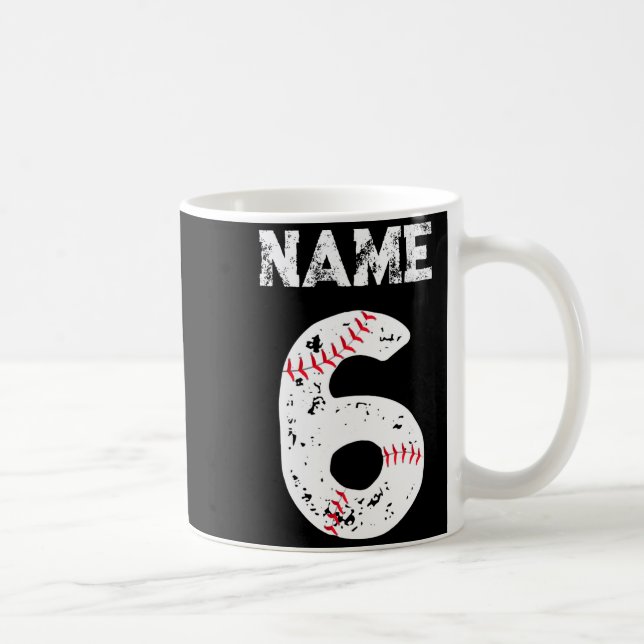 Namngiven och numrerad 6 baseboll baseboll lag T-s Kaffemugg (Höger)