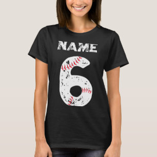 Namngiven och numrerad 6 baseboll baseboll lag T-s T Shirt