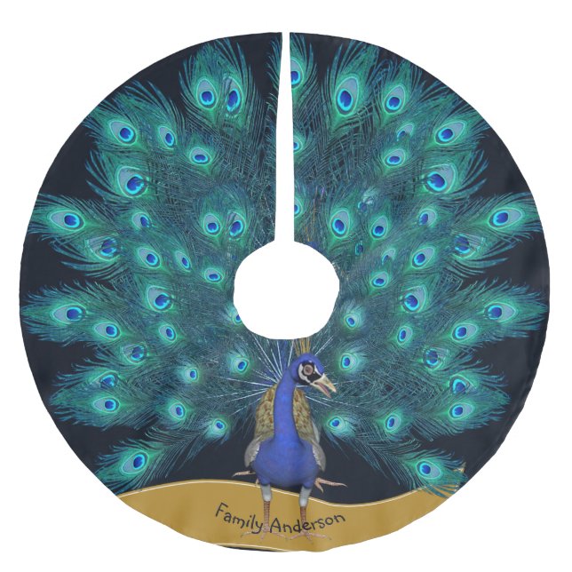 Namngiven PEACOCK Julgran Skirt Dekoration Julgransmatta Borstad Polyester (Framsidan)