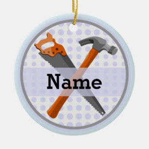 Namngiven Personlig Verktyg design för pojkar. Julgransprydnad Keramik