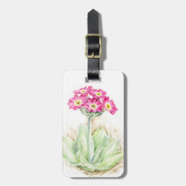 Namngiven primula rosa bra art vattenfärgsbagageta bagagebricka