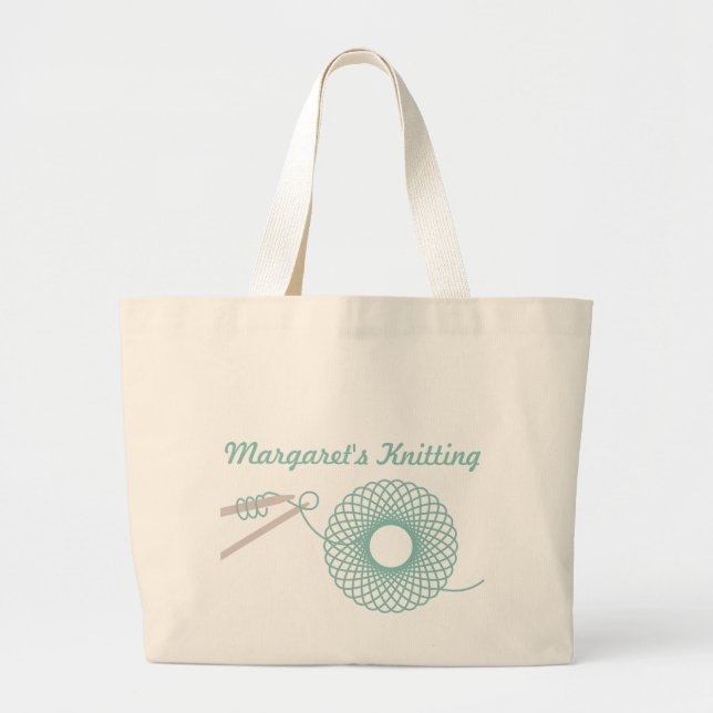 Namngiven tealväska av stickande mörk jumbo tygkasse (Framsidan)