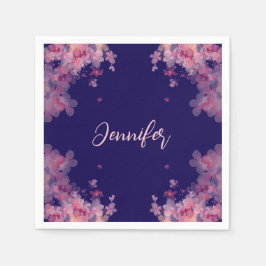 Namngiven vattenfärgad magnolia-blommigt, marin bl pappersservett