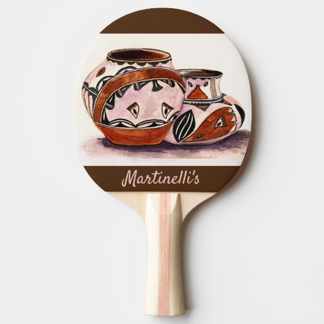 Namngiven Watercolor-look Native American Pottery  Pingisracket (Framsidan)