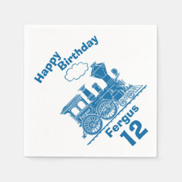 Namngivna blåa tåg-pojkar 12:e-födelsedagslöjor pappersservett