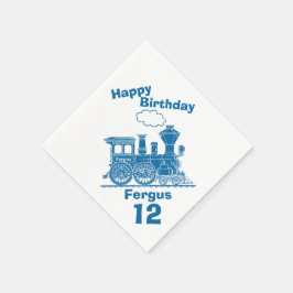 Namngivna blåa tåg-pojkar 12:e-födelsedagslöjor pappersservett