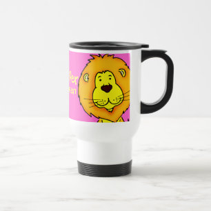 Namngivna flickor rosa lejon resa/klubb mugg