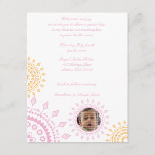 Namngivningsinbjudningar för Rosa och Gult i Baby Inbjudningar