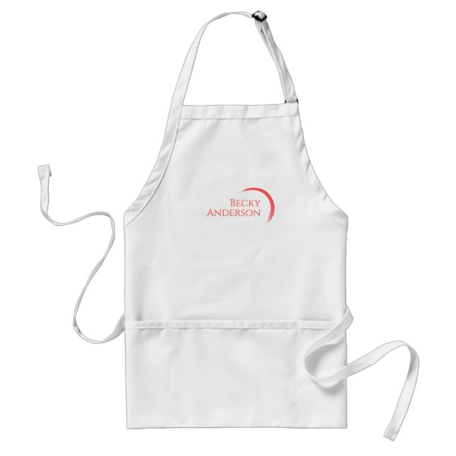 Namnlogo, elegant minimal röd halvmåne förkläde (Framsidan)