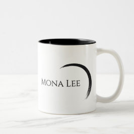 Namnlogotyp, elegant minimal svart halvmåne Två-Tonad mugg