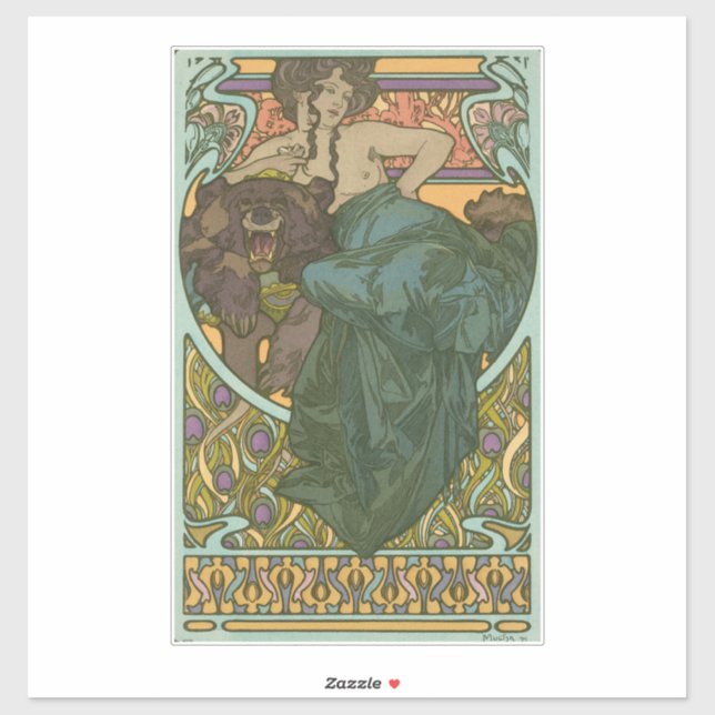 Namnlös av Alphonse Mucha (1902) Klistermärken (Ark)