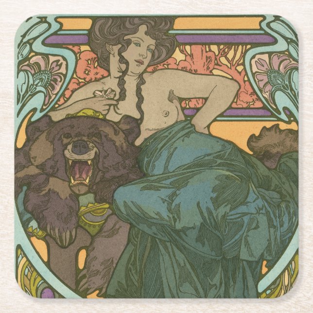 Namnlös av Alphonse Mucha (1902) Underlägg Papper Kvadrat (Framsidan)
