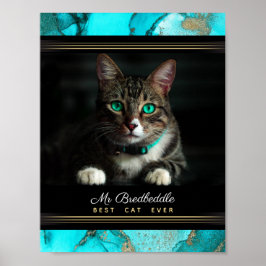 Namnlös Bästa Katt Någonsin Foto Mall Teal Abstrak Poster