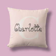 Namnmonogram Girlig Whimsisk Handskriven Rosa