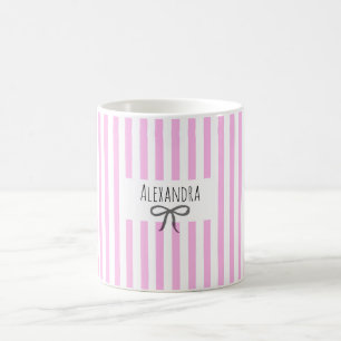 Namnränder rosa trendig modern handritad båge kaffemugg